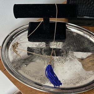 J. Crew Gold Necklace with Royal Blue Tassel